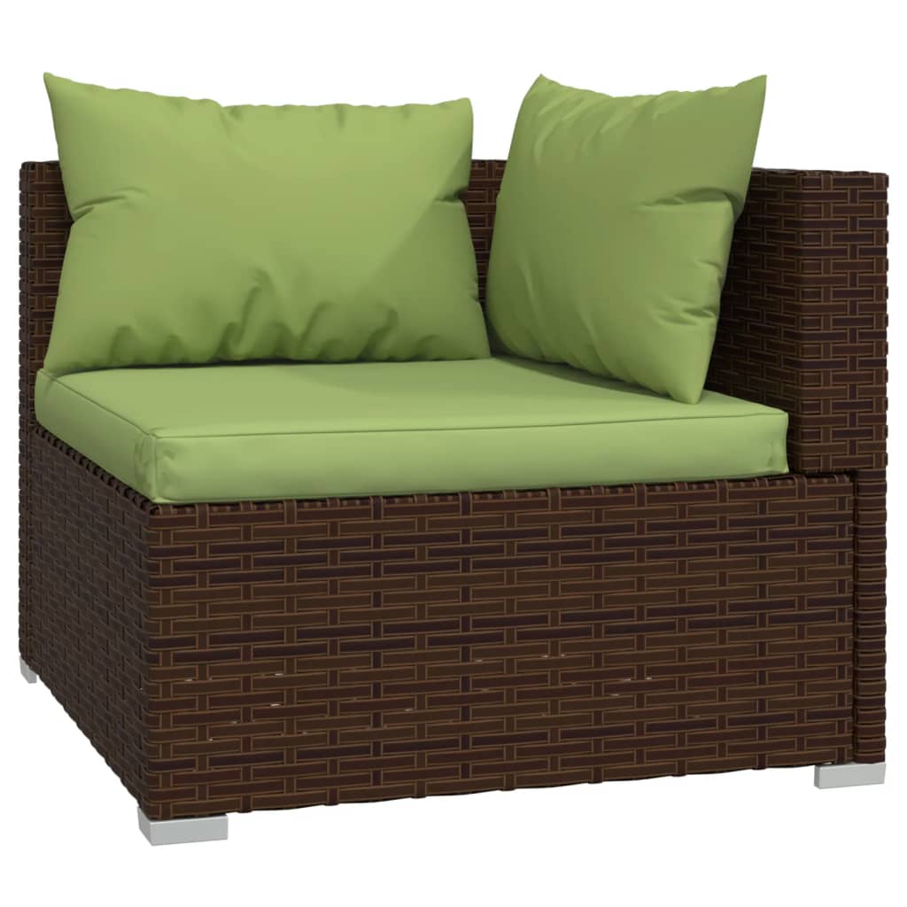 Set Garden Furniture 8 pieces and brown synthetic rattan cushions