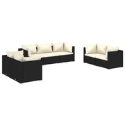 Set de muebles de jardín 7 pzas y cojines ratán sintético negro v9678 - Vetonek
