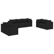 Set de muebles de jardín 7 pzas y cojines ratán sintético negro v9685 - Vetonek