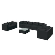 Set de muebles de jardín 9 pzas y cojines ratán sintético negro v9920 Vetonek
