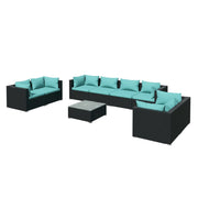 Set de muebles de jardín 9 pzas y cojines ratán sintético negro v9937 Vetonek