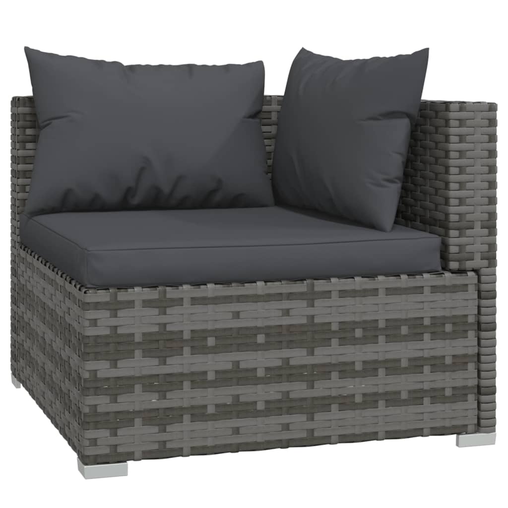 Set de muebles de jardín 8 pzas y cojines ratán sintético gris