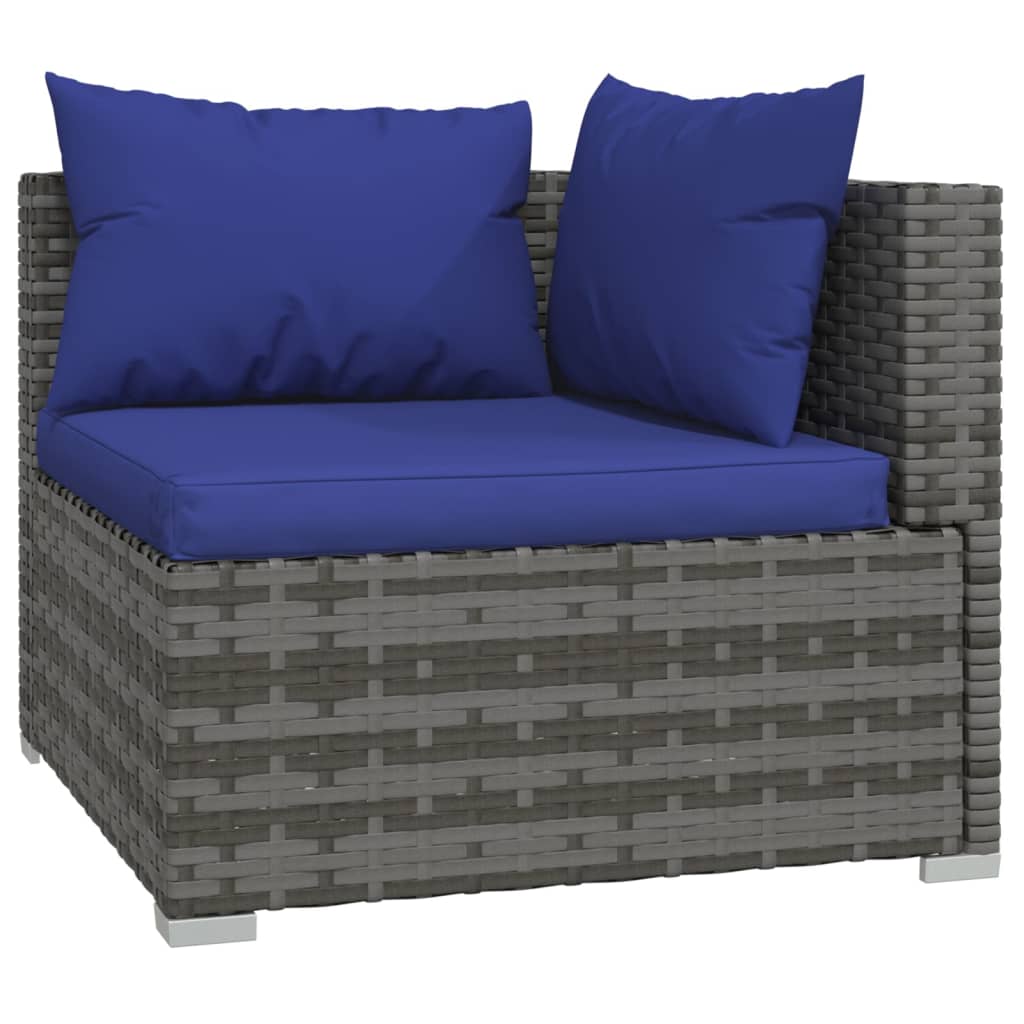 8 pieces garden sofas set and gray synthetic rattan cushions