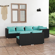 Set de muebles de jardín 7 pzas y cojines ratán sintético negro v0896 Vetonek