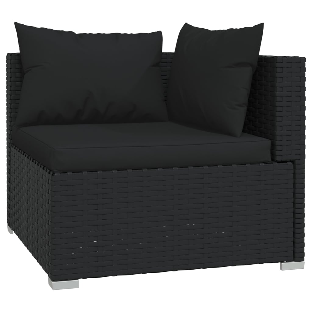 Set de muebles de jardín 8 pzas y cojines ratán sintético negro - Vetonek