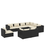 Set de muebles de jardín 9 pzas y cojines ratán sintético negro v3439 Vetonek