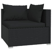 Set de muebles de jardín 9 pzas y cojines ratán sintético negro v3446 Vetonek