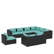 Set de muebles de jardín 9 pzas y cojines ratán sintético negro v3453 Vetonek
