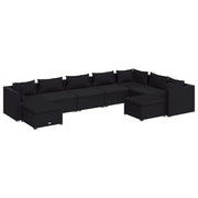 Set de muebles de jardín 9 pzas y cojines ratán sintético negro v3767 Vetonek