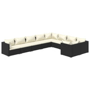 Set de muebles de jardín 9 pzas y cojines ratán sintético negro v4634 Vetonek