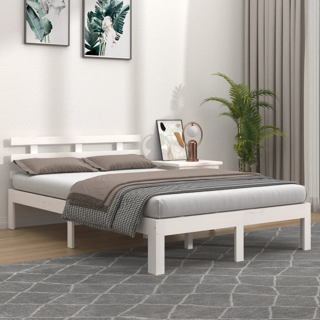 Vetonek Estructura de cama sin colchón blanco 140x190 cm