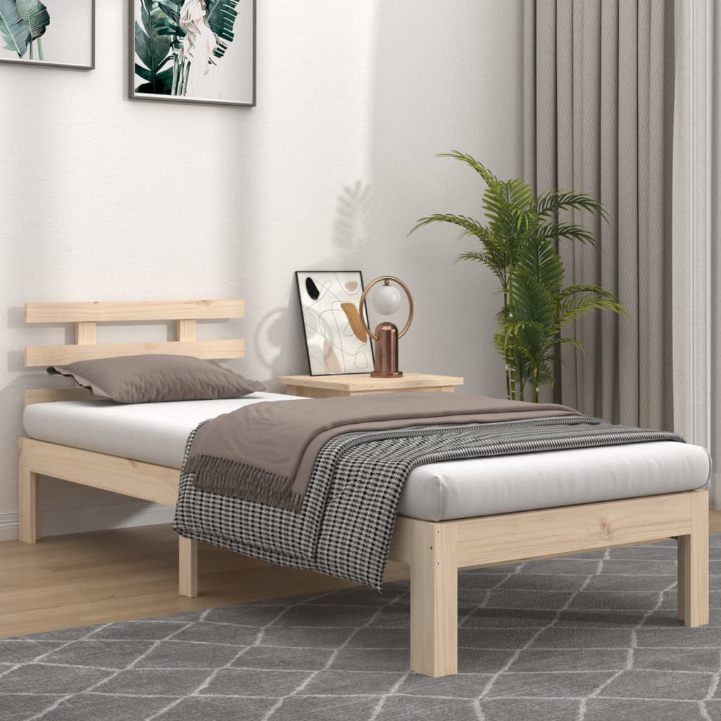 Vetonek Estructura de cama sin colchón madera maciza 90x200 cm