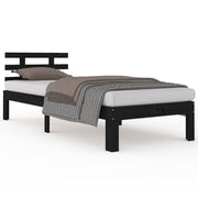 Vetonek Estructura de cama sin colchón madera maciza negro 90x200 cm