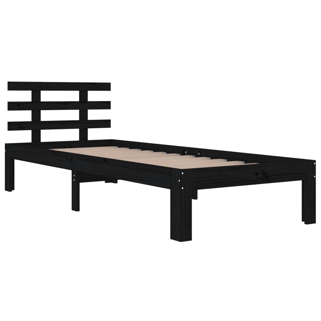 Estructura de cama sin colchón madera maciza negro 90x200 cm v6881 - Vetonek