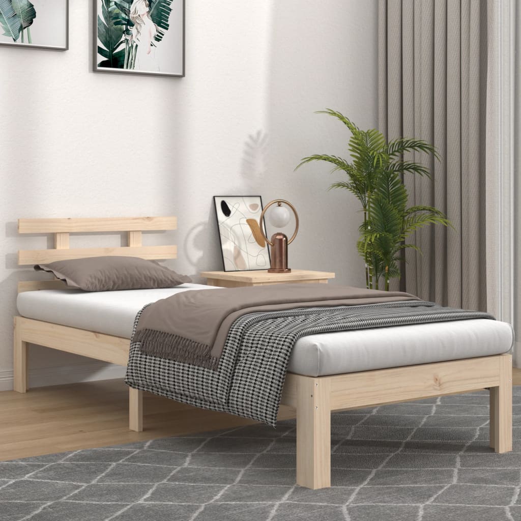 Vetonek Estructura de cama sin colchón madera maciza 100x200 cm