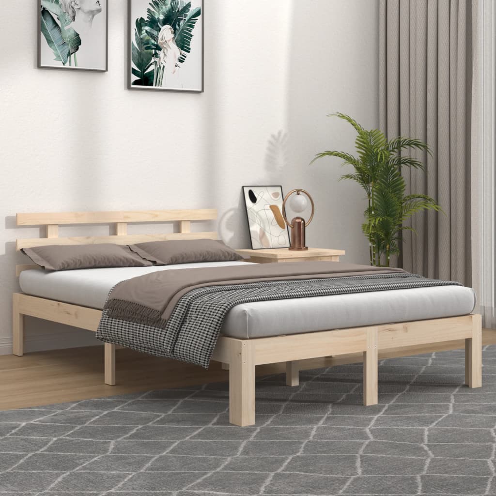 Vetonek Estructura de cama sin colchón madera maciza 140x200 cm