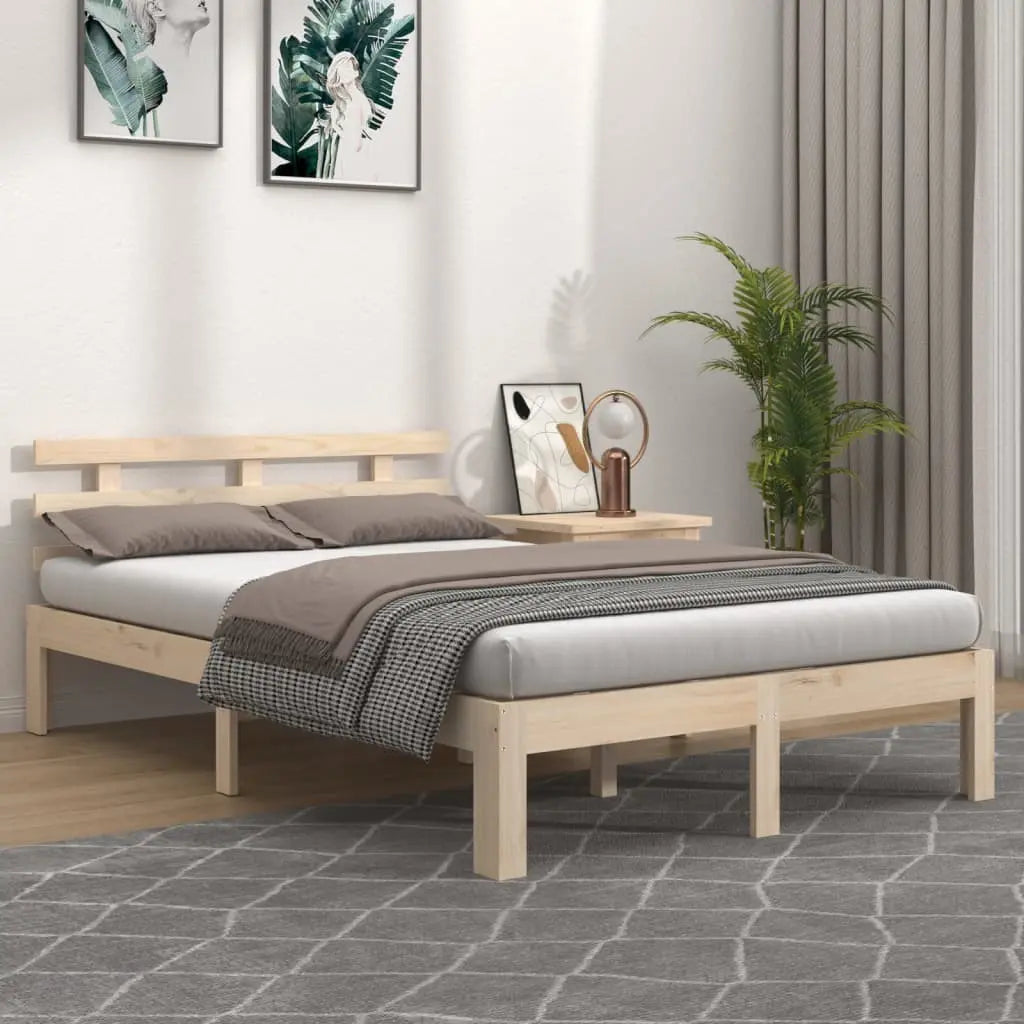 Vetonek Estructura de cama doble sin colchón madera maciza 150x200 cm