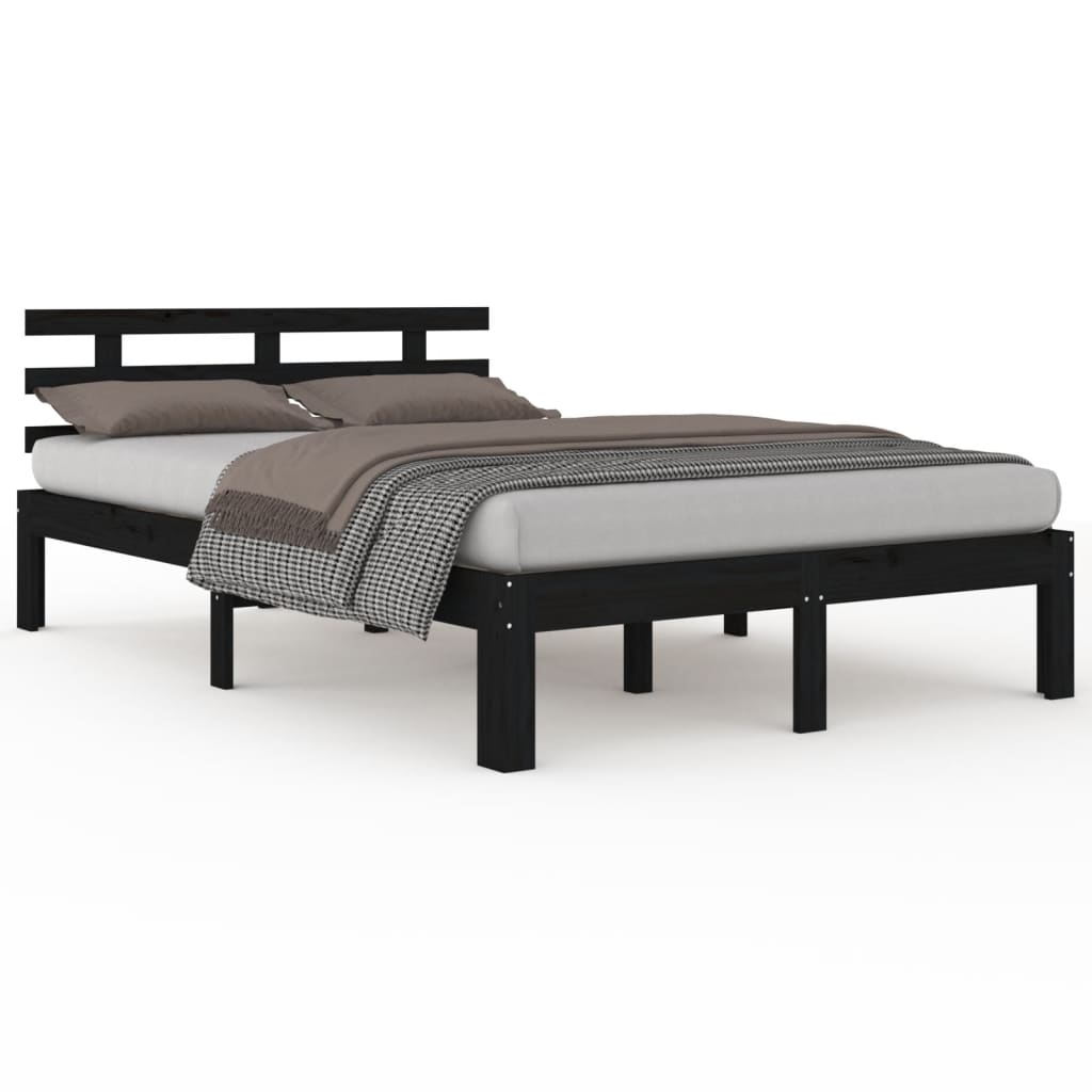 Vetonek Estructura de cama sin colchón madera maciza negro 200x200 cm