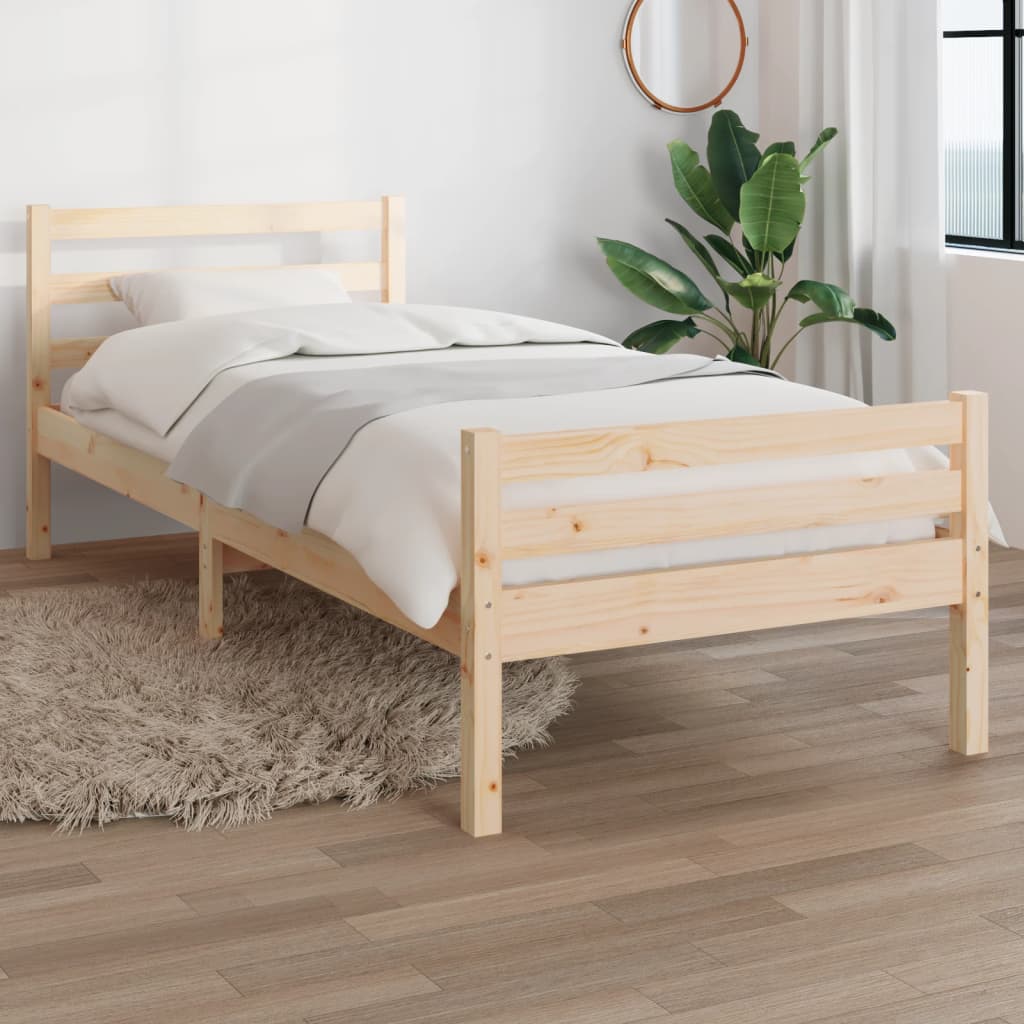 Vetonek Estructura cama individual sin colchón madera maciza 75x190 cm