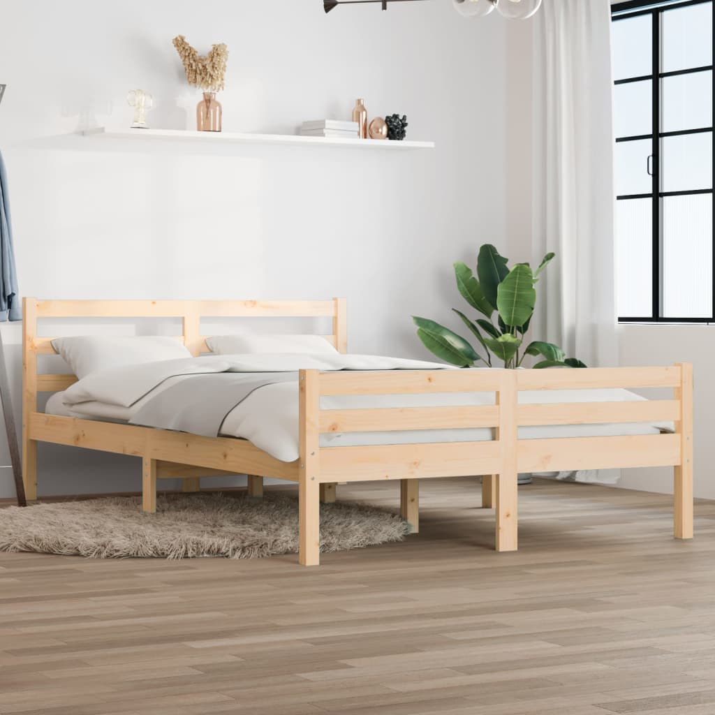 Vetonek Estructura de cama doble sin colchón madera maciza 120x190 cm