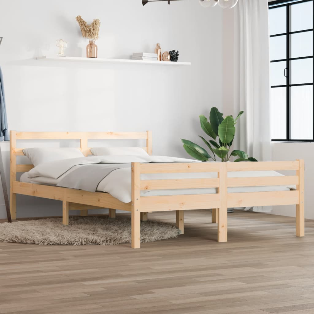 Vetonek Estructura de cama doble sin colchón madera maciza 135x190 cm