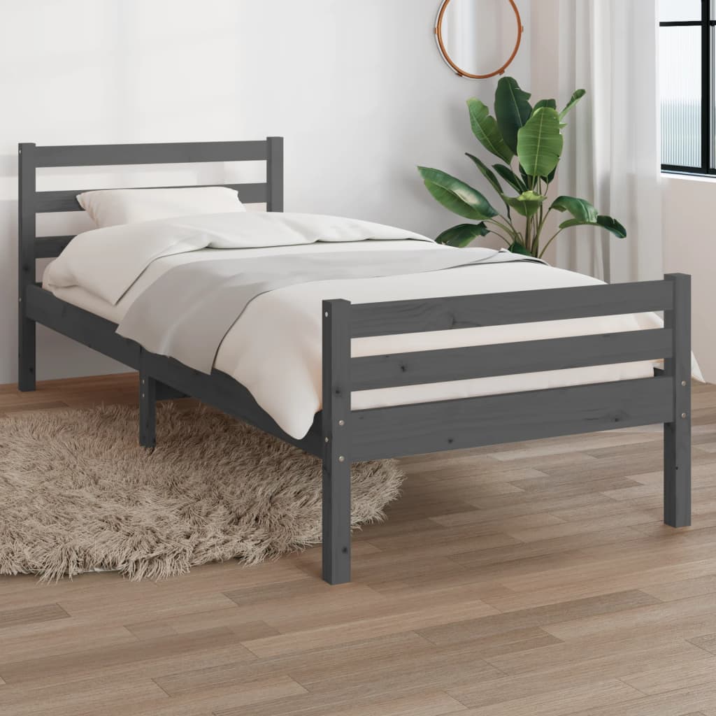 Vetonek Estructura de cama sin colchón madera maciza gris 100x200 cm