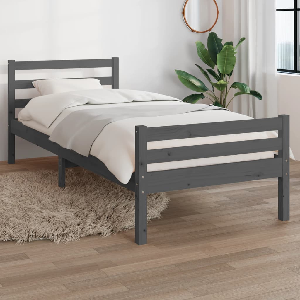 Estructura de cama sin colchón madera maciza gris 100x200 cm v7567 Vetonek