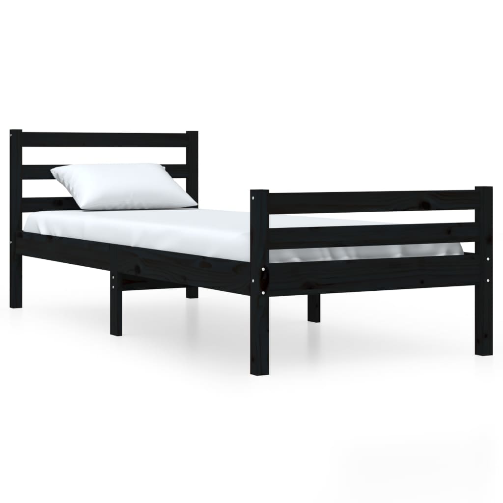 Estructura de cama sin colchón madera maciza negro 100x200 cm - Vetonek