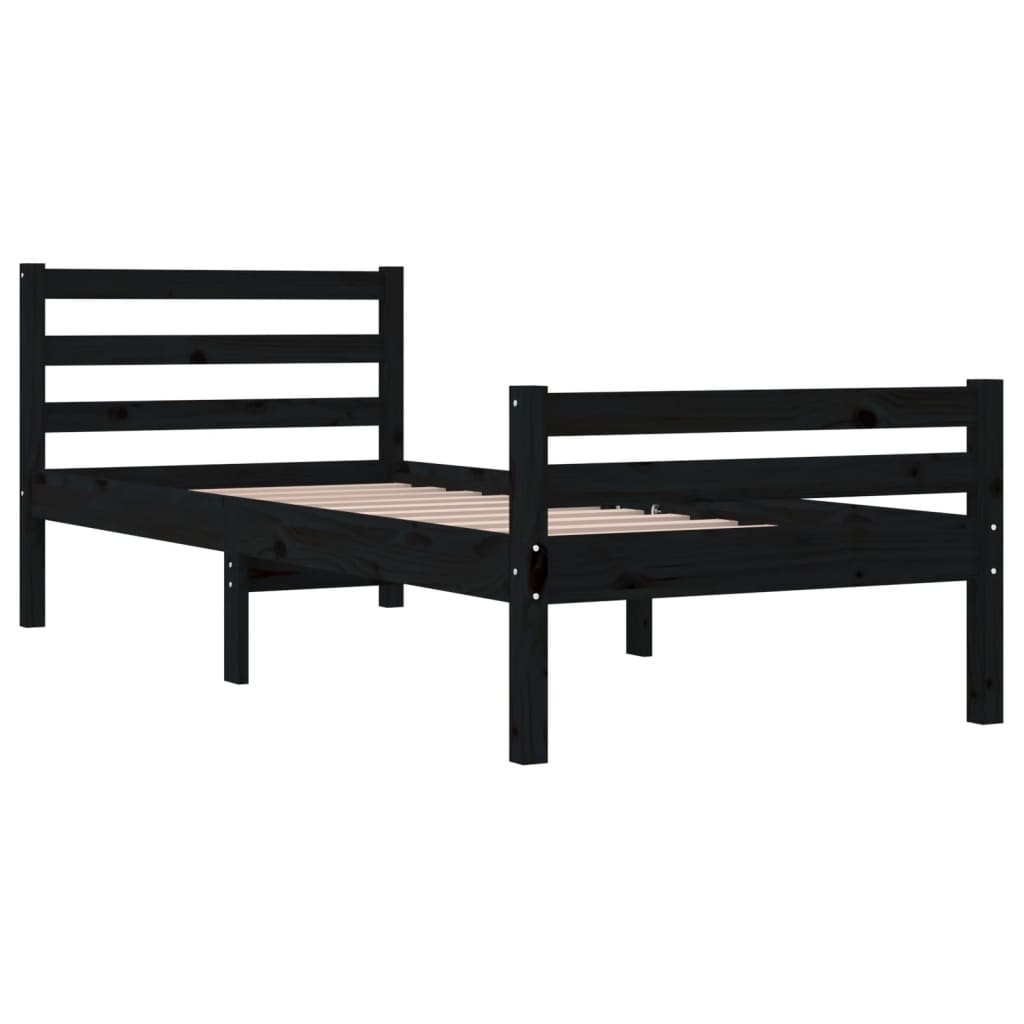 Estructura de cama sin colchón madera maciza negro 100x200 cm - Vetonek