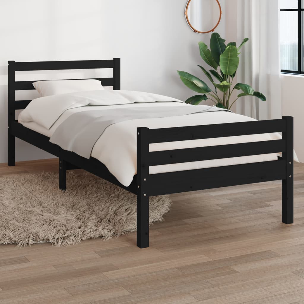 Estructura de cama sin colchón madera maciza negro 100x200 cm v7581 Vetonek