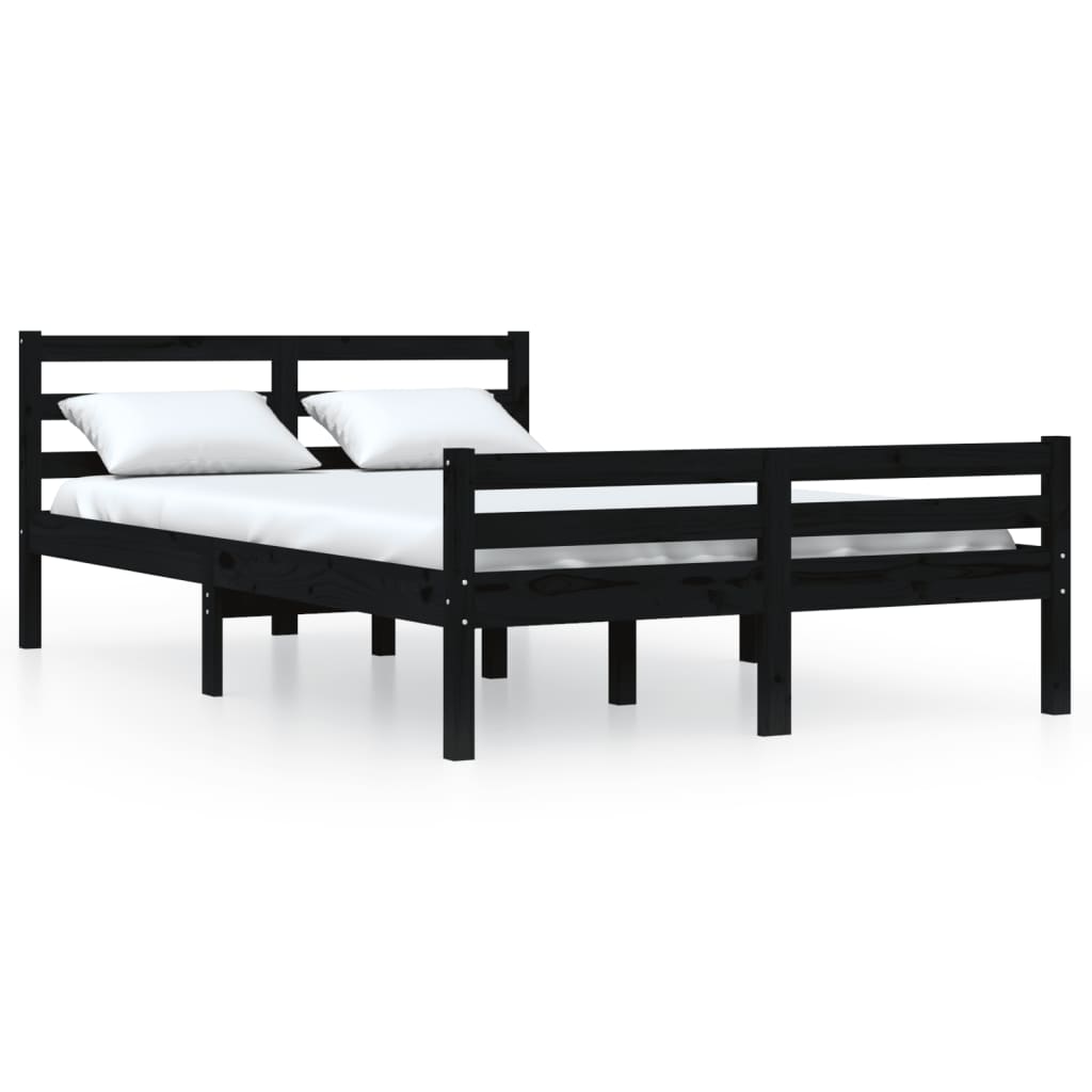 Vetonek Estructura de cama sin colchón madera maciza negro 120x200 cm