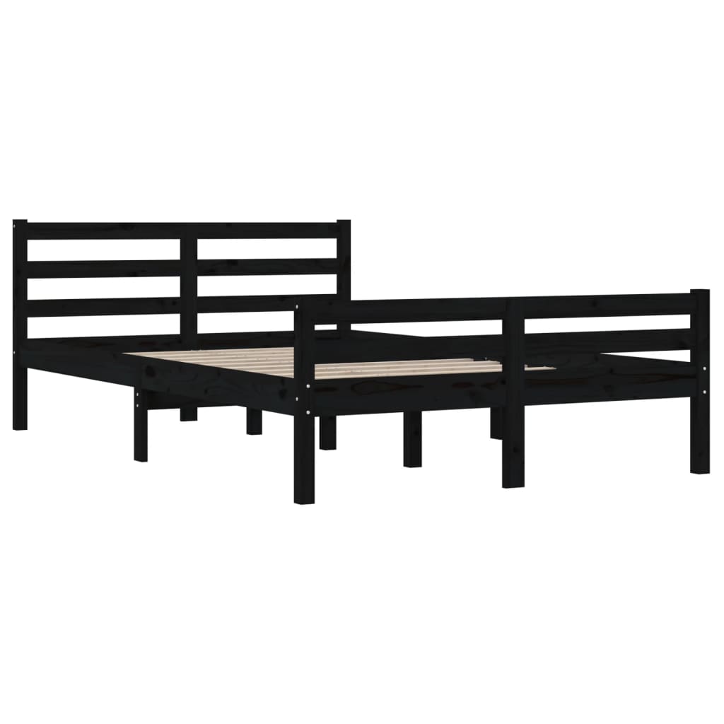 Estructura de cama sin colchón madera maciza negro 120x200 cm - Vetonek