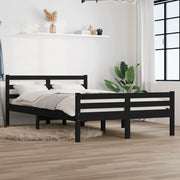 Estructura de cama sin colchón madera maciza negro 120x200 cm v7635 Vetonek