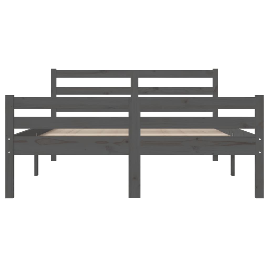 Estructura de cama sin colchón madera maciza gris 140x200 cm v7666 - Vetonek