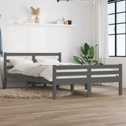 Estructura de cama sin colchón madera maciza gris 140x200 cm v7666 Vetonek