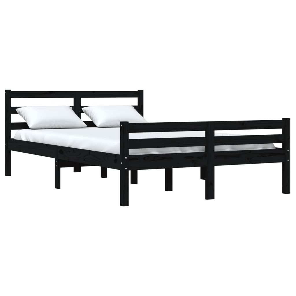 Estructura de cama sin colchón madera maciza negro 140x200 cm v7680 - Vetonek