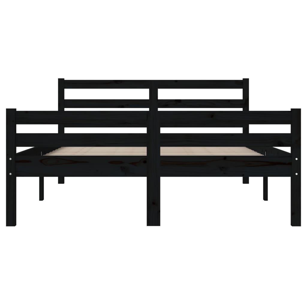 Estructura de cama sin colchón madera maciza negro 140x200 cm v7680 - Vetonek
