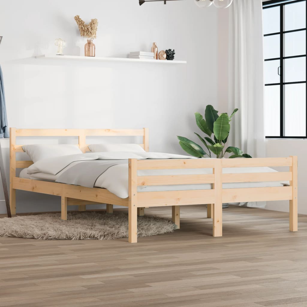 Vetonek Estructura de cama doble sin colchón madera maciza 150x200 cm