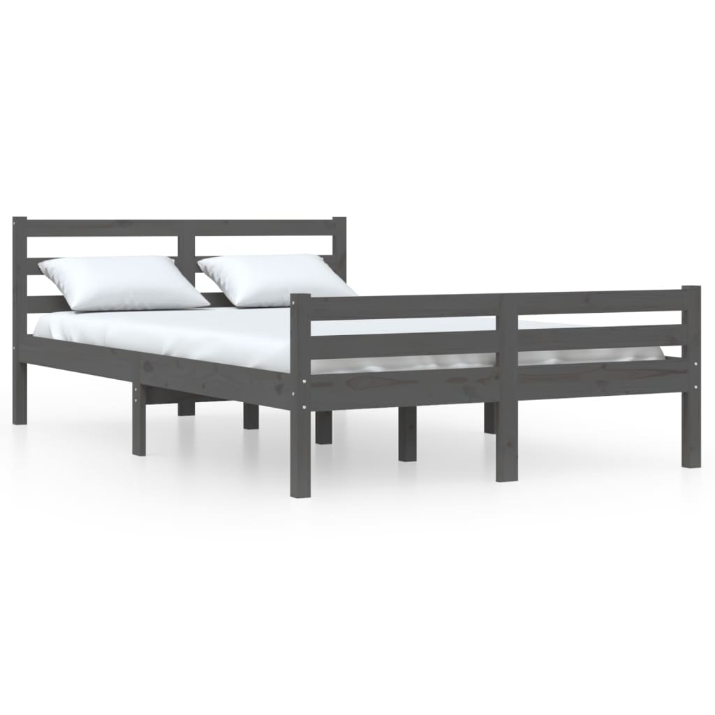Vetonek Estructura de cama sin colchón madera maciza gris 160x200 cm