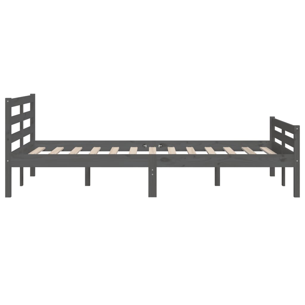 Estructura de cama sin colchón madera maciza gris 160x200 cm v7765 - Vetonek