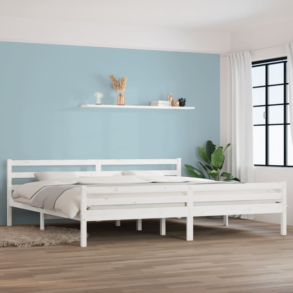 Vetonek Estructura de cama sin colchón madera maciza blanco 180x200 cm