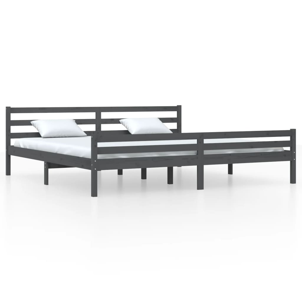 Vetonek Estructura de cama sin colchón madera maciza gris 200x200 cm