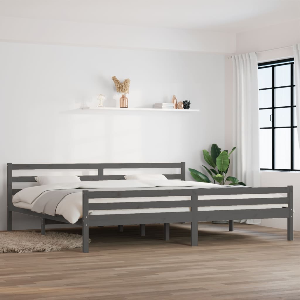 Vetonek Estructura de cama sin colchón madera maciza gris 200x200 cm