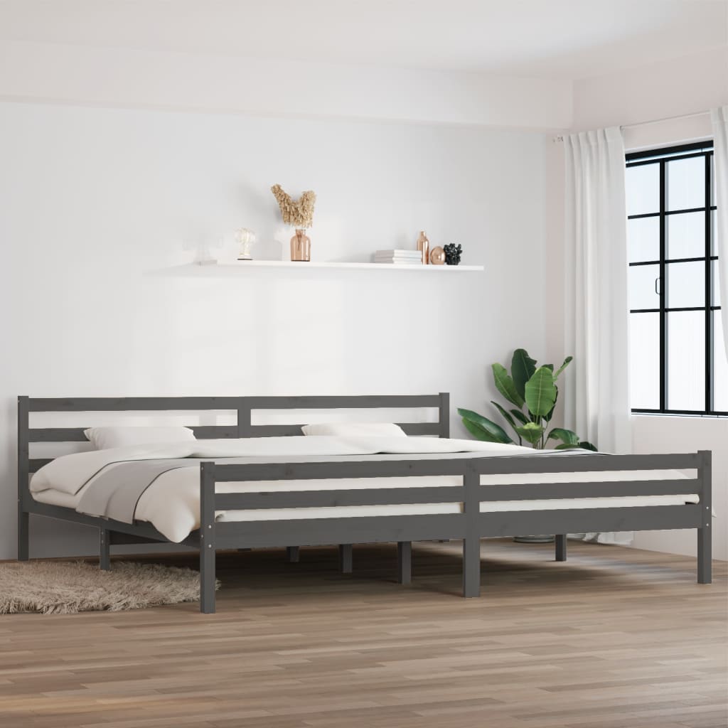 Estructura de cama sin colchón madera maciza gris 200x200 cm v7864 Vetonek
