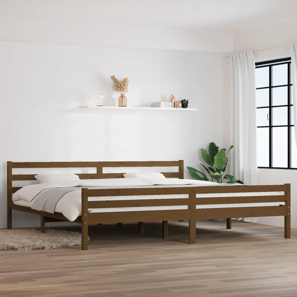 Vetonek Estructura cama sin colchón madera maciza marrón miel 200x200cm