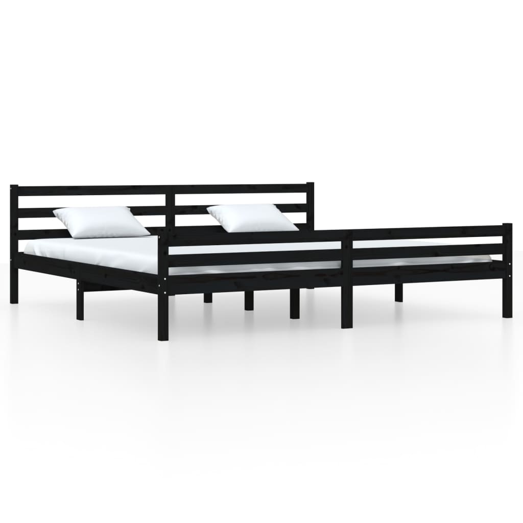 Vetonek Estructura de cama sin colchón madera maciza negro 200x200 cm