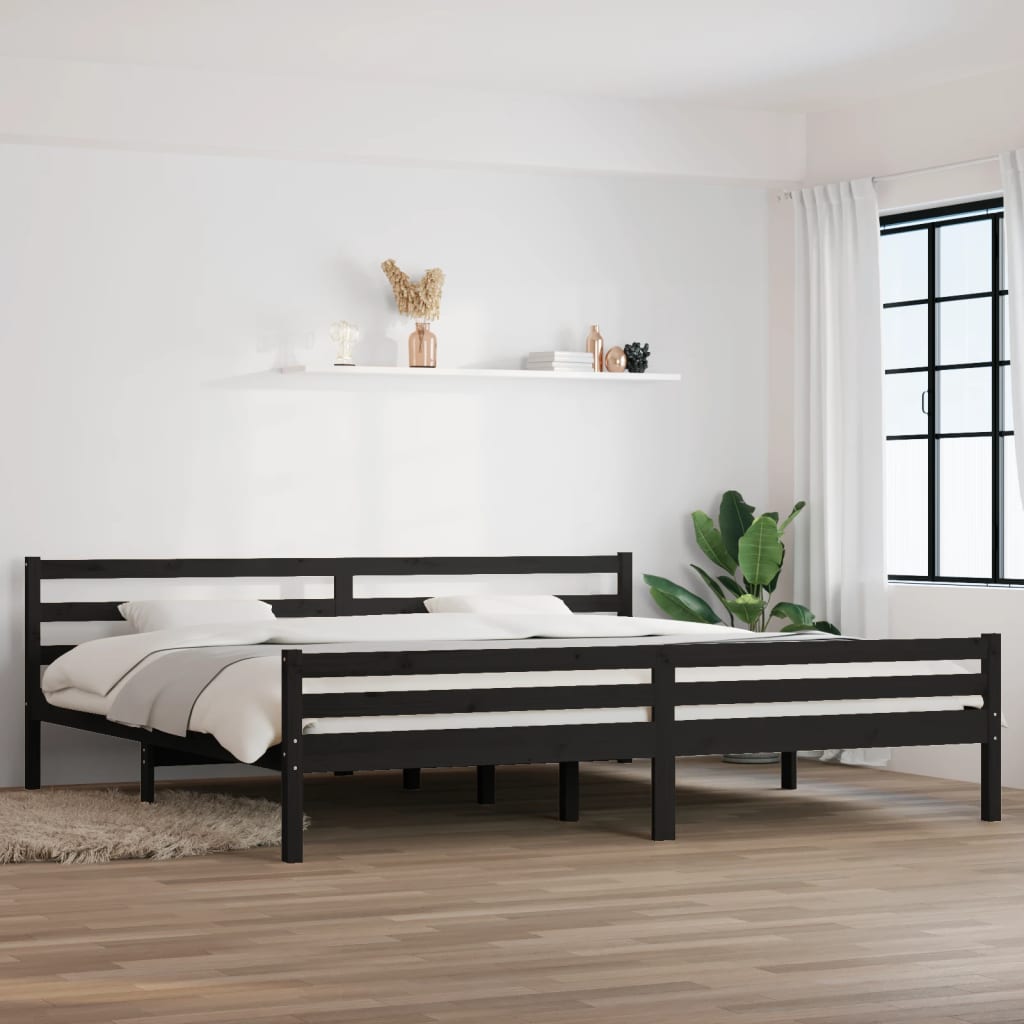 Estructura de cama sin colchón madera maciza negro 200x200 cm v7888 Vetonek