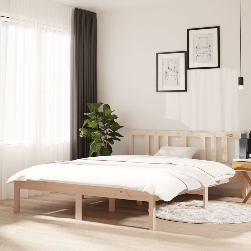 Vetonek Estructura de cama sin colchón madera maciza 140x190 cm