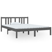 Vetonek Estructura de cama sin colchón madera maciza gris 140x190 cm