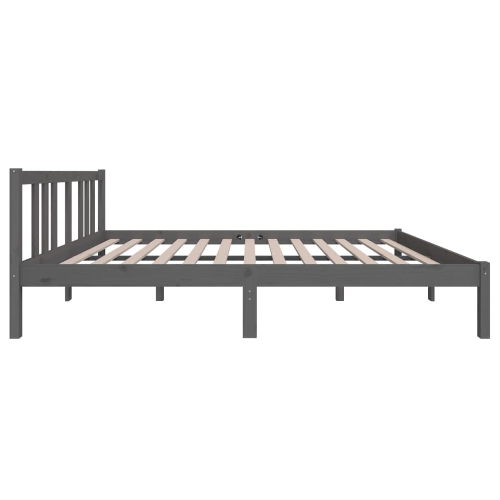 Estructura de cama sin colchón madera maciza gris 140x190 cm v8113 - Vetonek